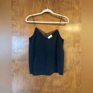 Sezane silk tank top with lace detail